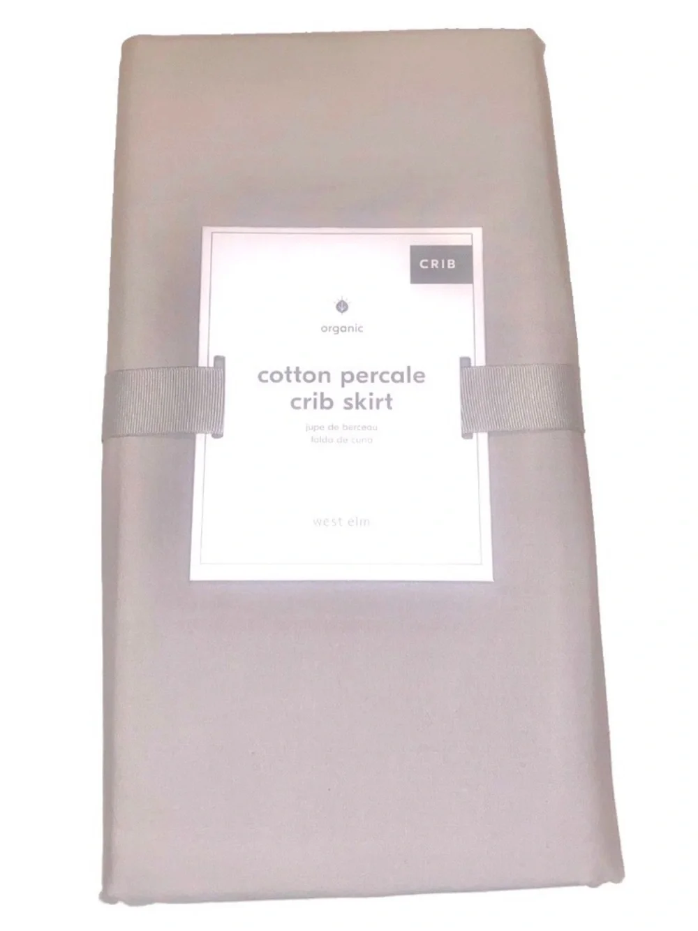 West Elm Organic Cotton Percale Crib Skirt Gray 27.5 in. x 51.5 inx x 9.5 in.
